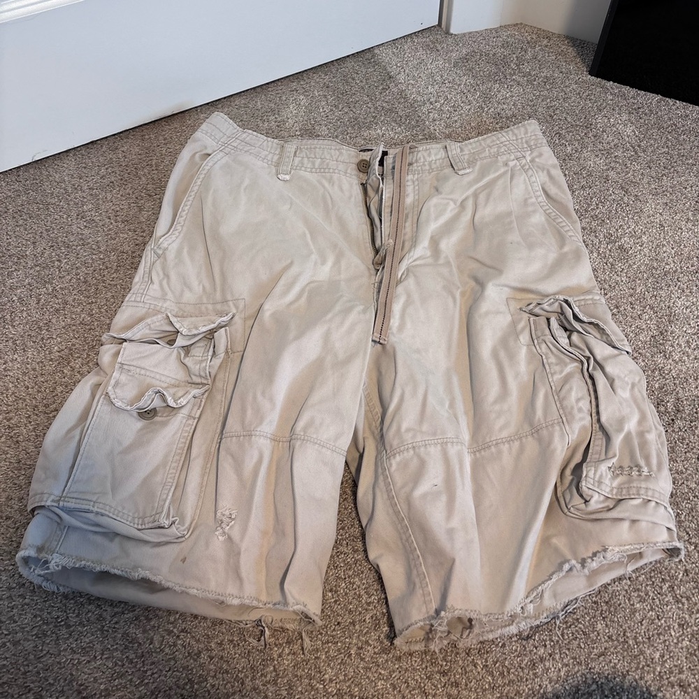 Vintage Abercrombie & Fitch Tan and blue Cargo Shorts size 34